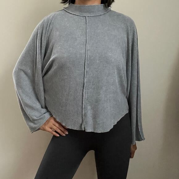 We the Free Gray Ribbed Mock Turtleneck Long Sleeve Sweater Size XS - Picture 7 of 12